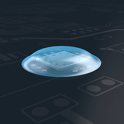 A uv curable adhesive is used as glob top.