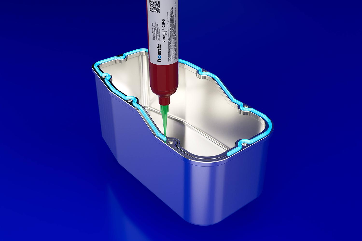 CIPG liquid gasket sealing a 3d geometry metal housing