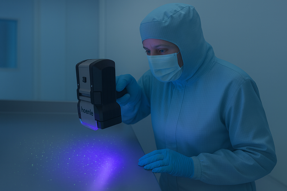 Particle Detection in Cleanroom with UVA HAND LED Fluroescence with black light