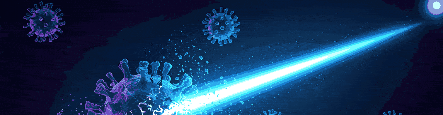 UV-C light beam neutralizing a virus - Hoenle UV Disinfection
